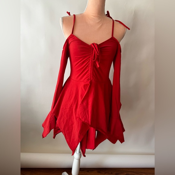 Dolls Kill current mood F is For Fairies™ Handkerchief Dress - Red - Picture 4 of 10